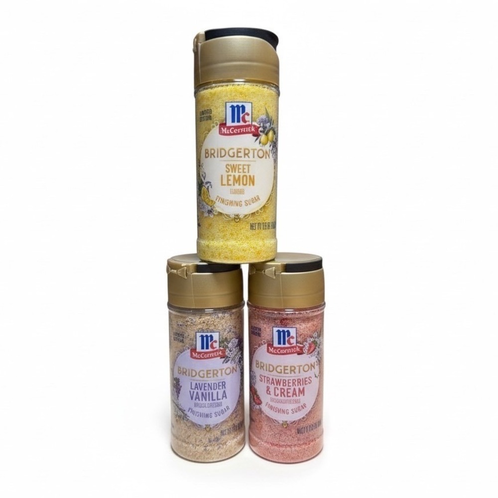 McCormick Bridgerton Finishing Sugars Set Sweet Lemon Lavender Strawberries 3pk